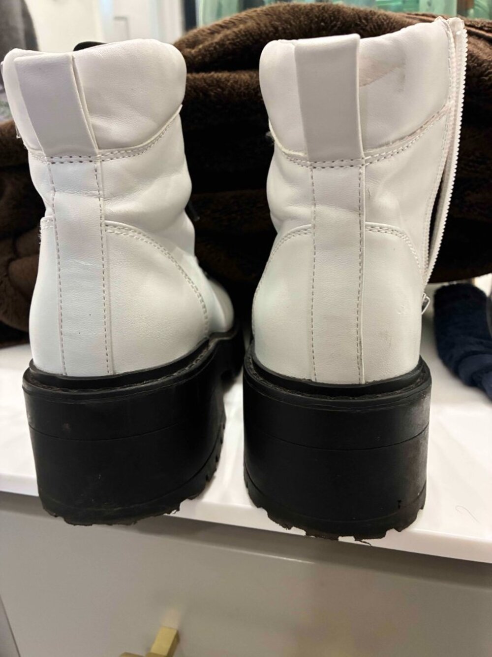 Skechers White Moto Combat Boots - Picture 6 of 10